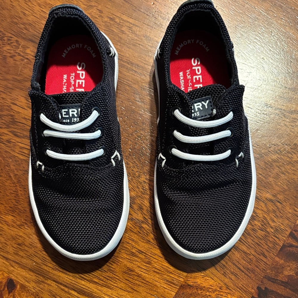 EUC Sperry Kids Black Sneakers with White Accents